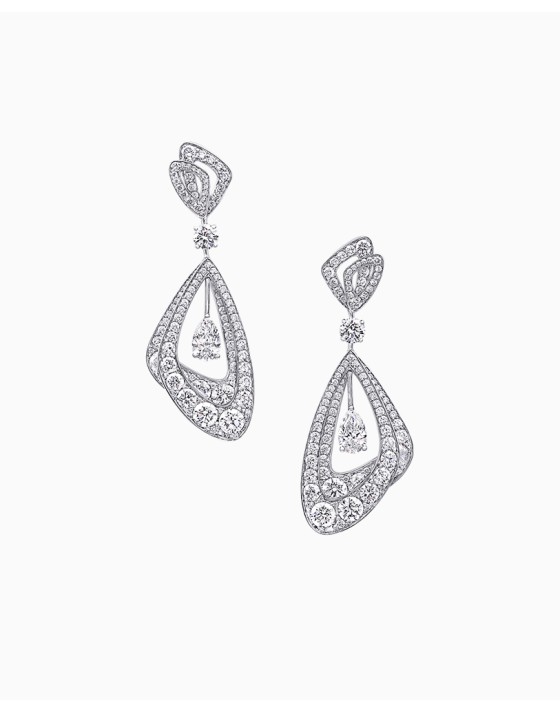 White gold heart drop earrings