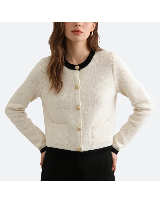 Women's Buttoned Color-Block Cardigan