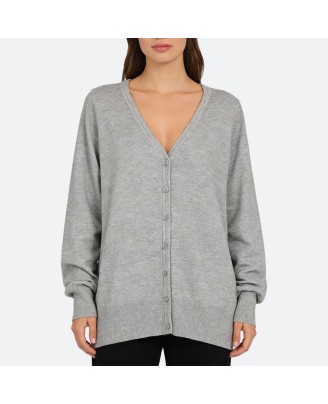 Grey knitted cotton cardigan