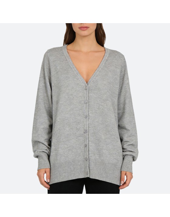Grey knitted cotton cardigan