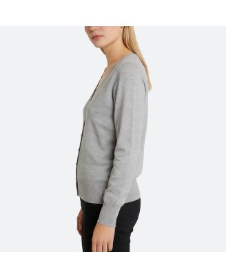 Grey knitted cotton cardigan