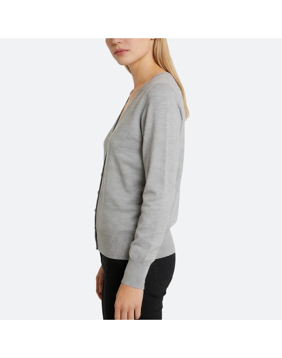 Grey knitted cotton cardigan