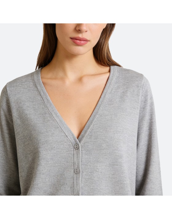 Grey knitted cotton cardigan