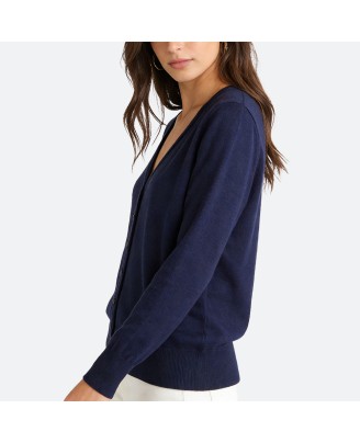 Blue Knit Cotton Cardigan