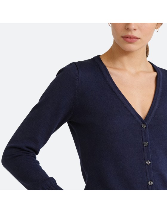 Blue Knit Cotton Cardigan