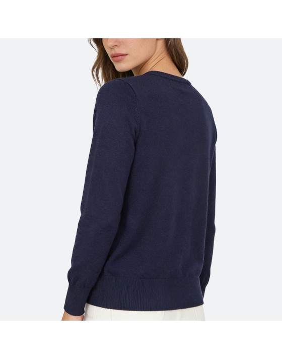 Blue Knit Cotton Cardigan