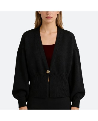 Solid Color Single-Breasted Cardigan
