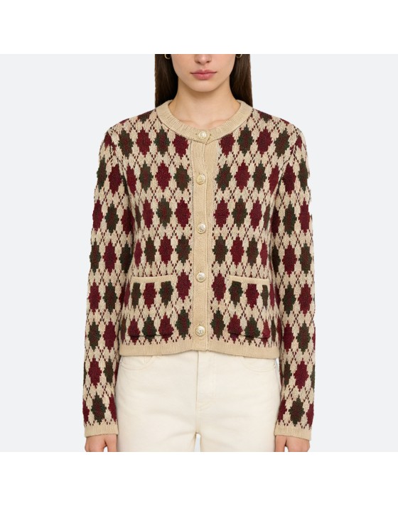 Diamond Pattern Knit Cardigan