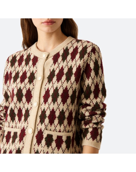 Diamond Pattern Knit Cardigan