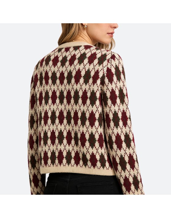 Diamond Pattern Knit Cardigan