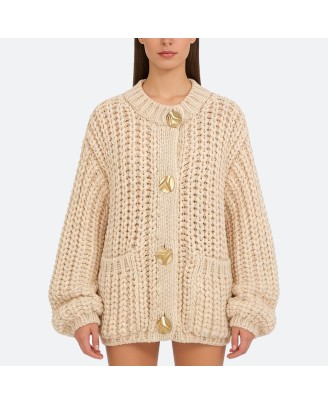 Thick Knit Single-Breasted Cardigan