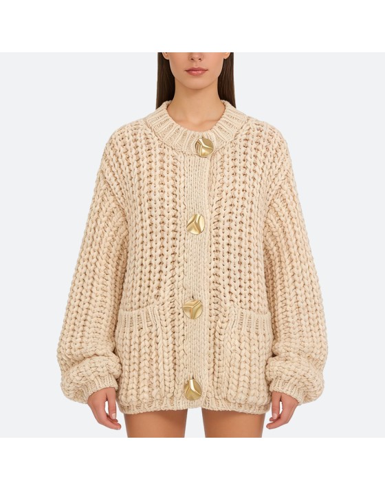 Thick Knit Single-Breasted Cardigan