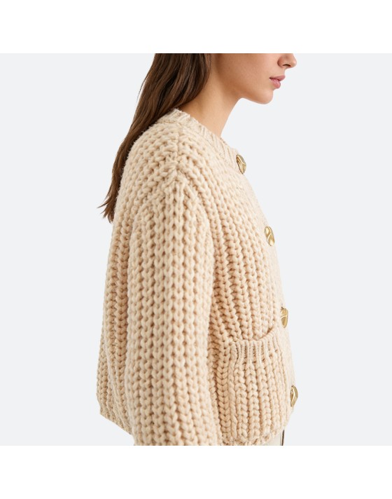 Thick Knit Single-Breasted Cardigan