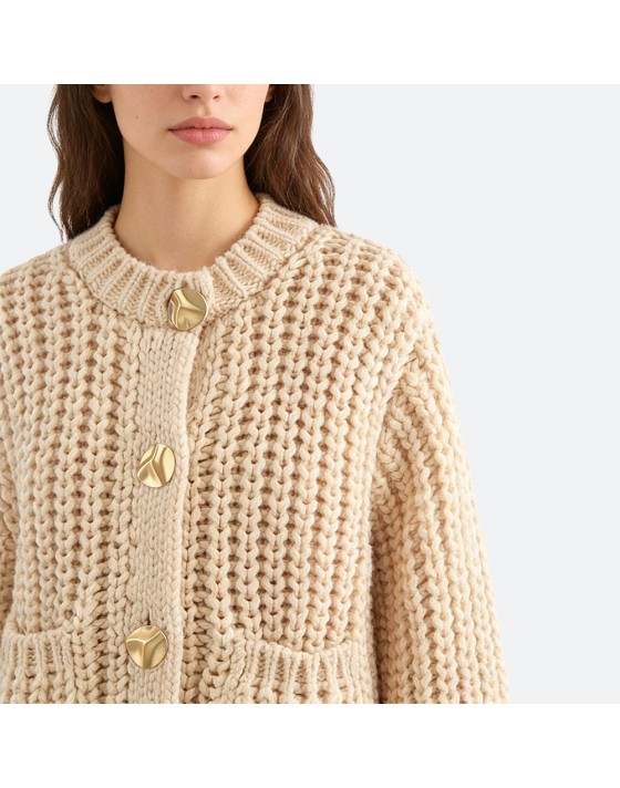 Thick Knit Single-Breasted Cardigan