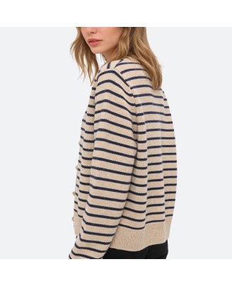 Color-Block Striped Knit Cardigan