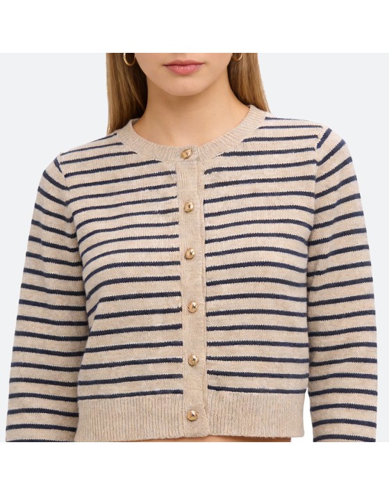 Color-Block Striped Knit Cardigan
