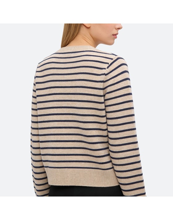 Color-Block Striped Knit Cardigan