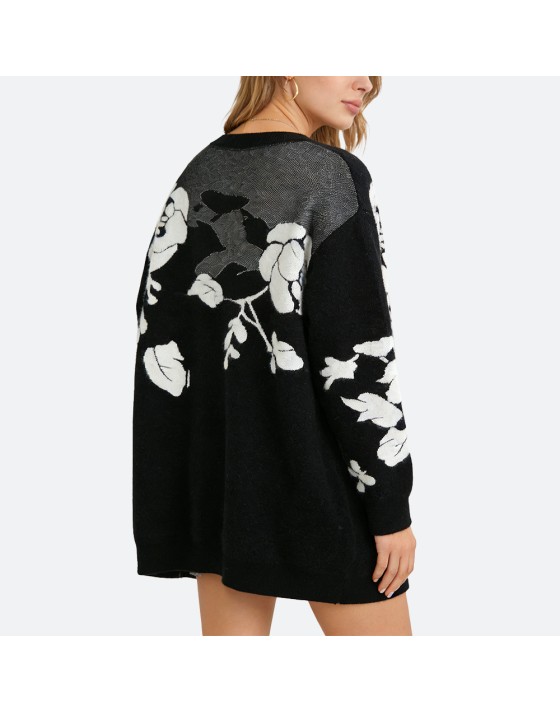 White Rose V-Neck Cardigan