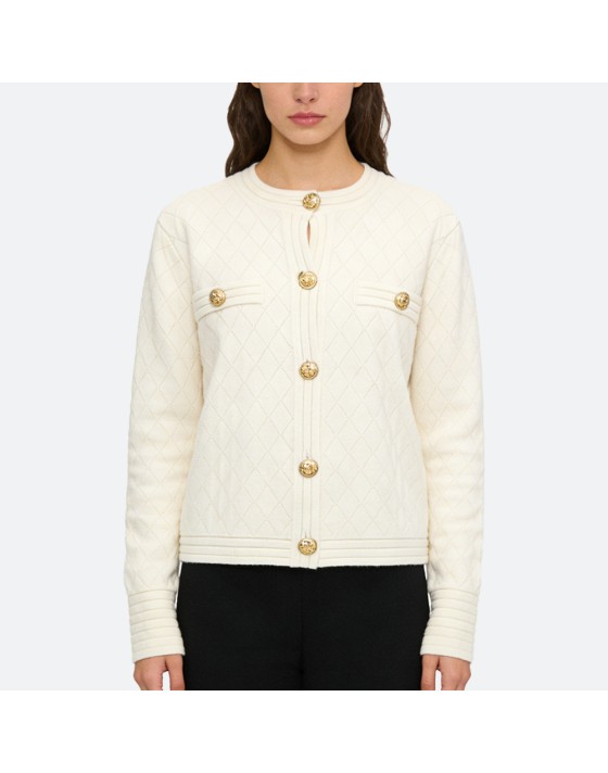 Slim-fit round neck cardigan