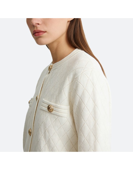 Slim-fit round neck cardigan