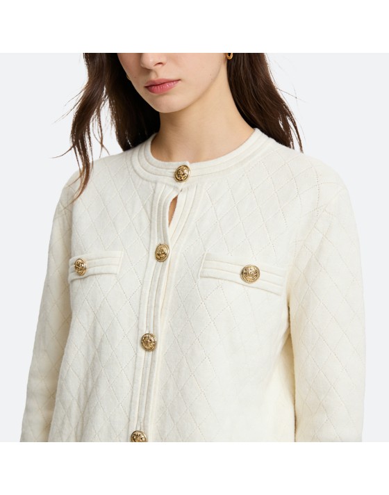 Slim-fit round neck cardigan
