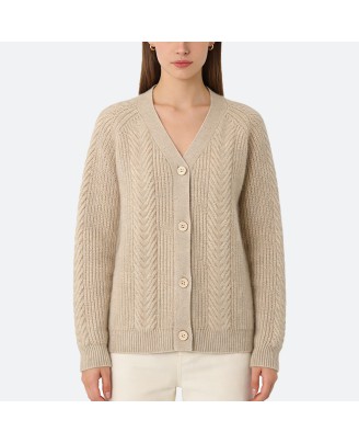 Loose-Fit Cashmere Knit Cardigan