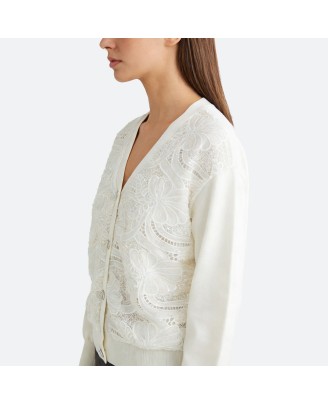Floral V-Neck Knitted Cardigan