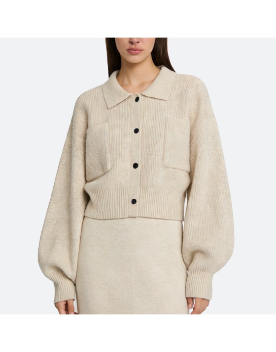 Lantern Sleeve Slim Cardigan