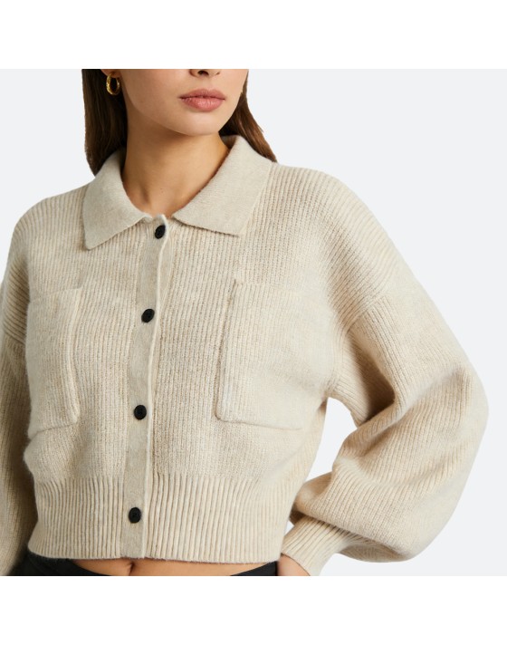 Lantern Sleeve Slim Cardigan