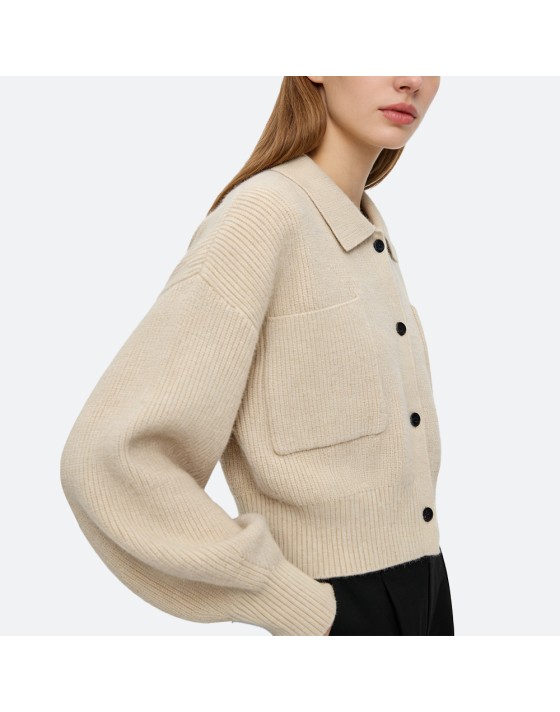 Lantern Sleeve Slim Cardigan
