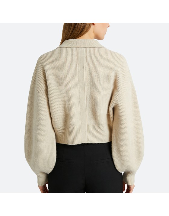 Lantern Sleeve Slim Cardigan