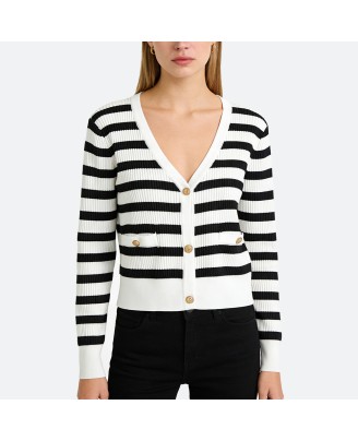 Women's striped knit cardigan