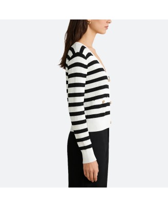Women's striped knit cardigan
