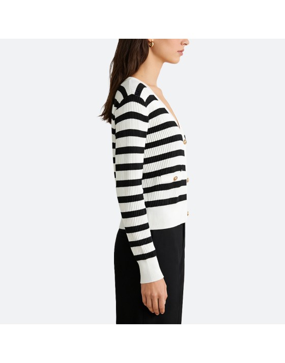 Women's striped knit cardigan
