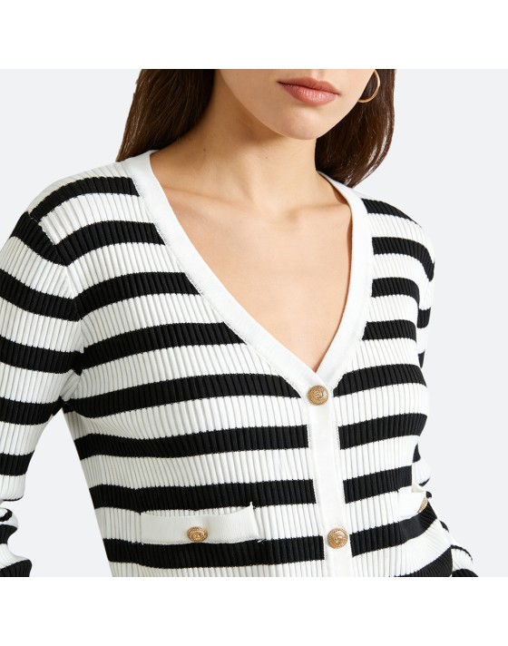 Women's striped knit cardigan