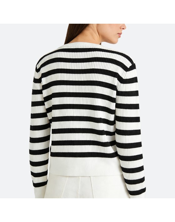 Women's striped knit cardigan