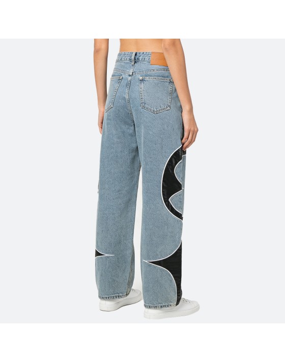 Leather patchwork jeans Leather patchwork jeans