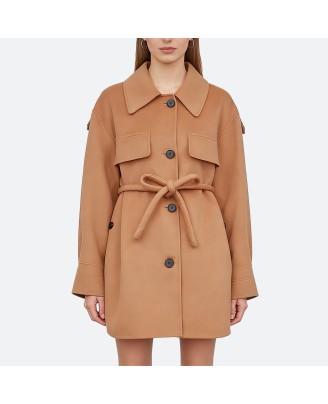 Windproof belted short coat
