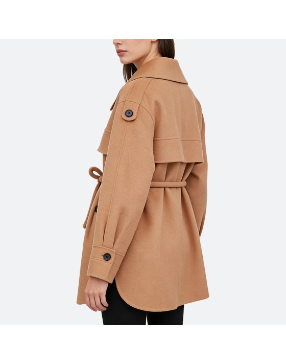 Windproof belted short coat