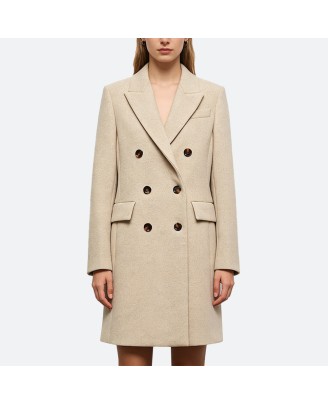 Solid Double-Breasted Coat