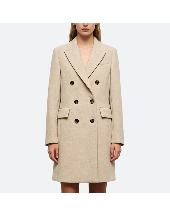 Solid Double-Breasted Coat