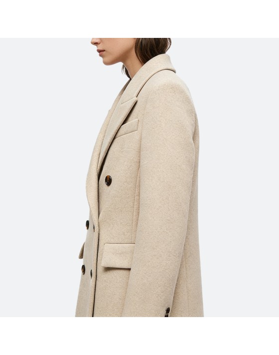 Solid Double-Breasted Coat