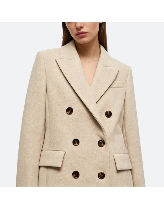 Solid Double-Breasted Coat