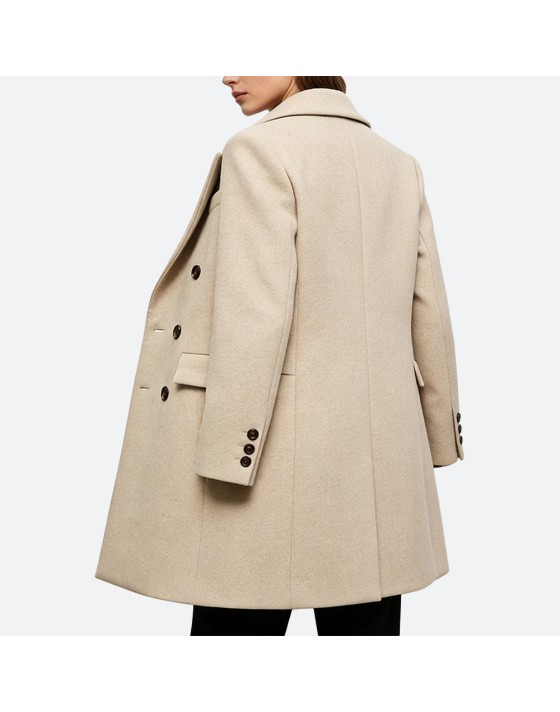 Solid Double-Breasted Coat