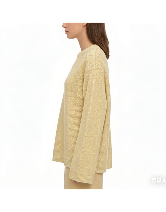 Wool Blend Crew Neck Pullover