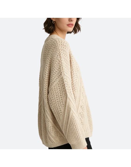 Openwork knit pullover