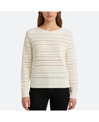 White Vintage Long Stripe Sweater