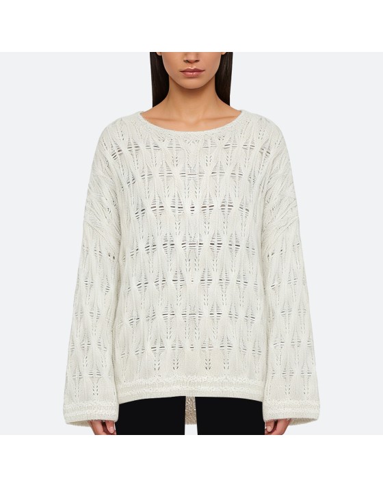 Crew Neck Hollow-Out Pullover Sweater