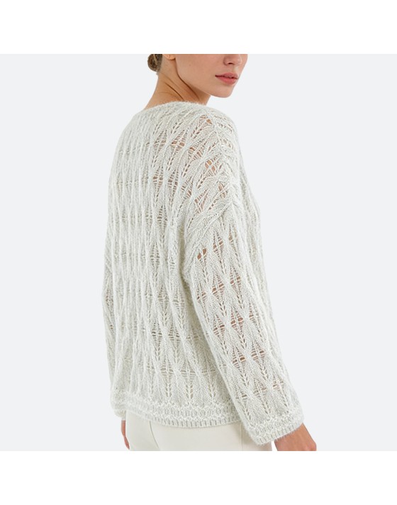 Crew Neck Hollow-Out Pullover Sweater Crew Neck Hollow-Out Pullover Sweater