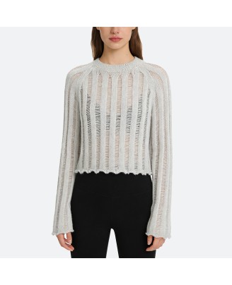Crew Neck Ribbed Knit Sweater